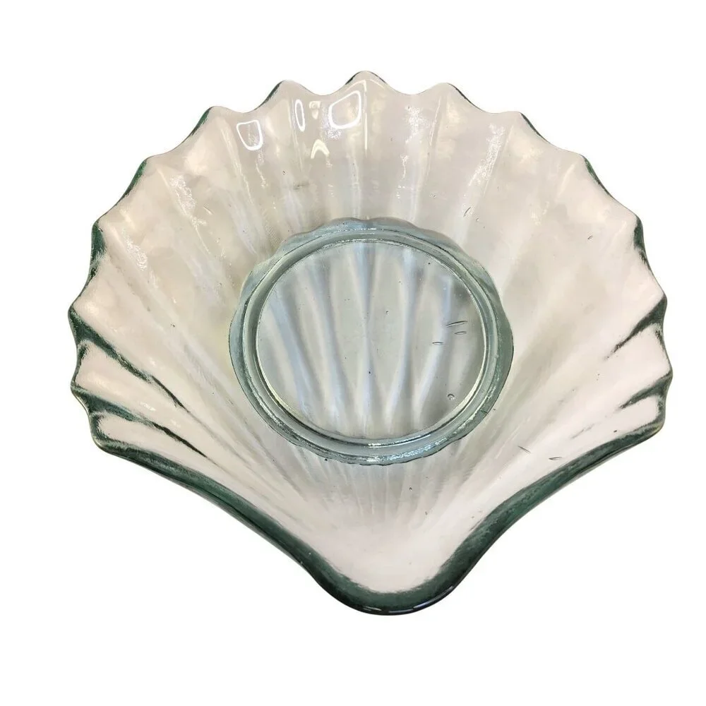 Handcrafted Vidrios San Miguel Recycled Glass Shell-Shaped Dish Coastal Decor Ma